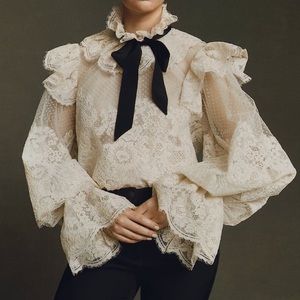Zimmerman Espionage corded lace and point d'esprit tulle blouse